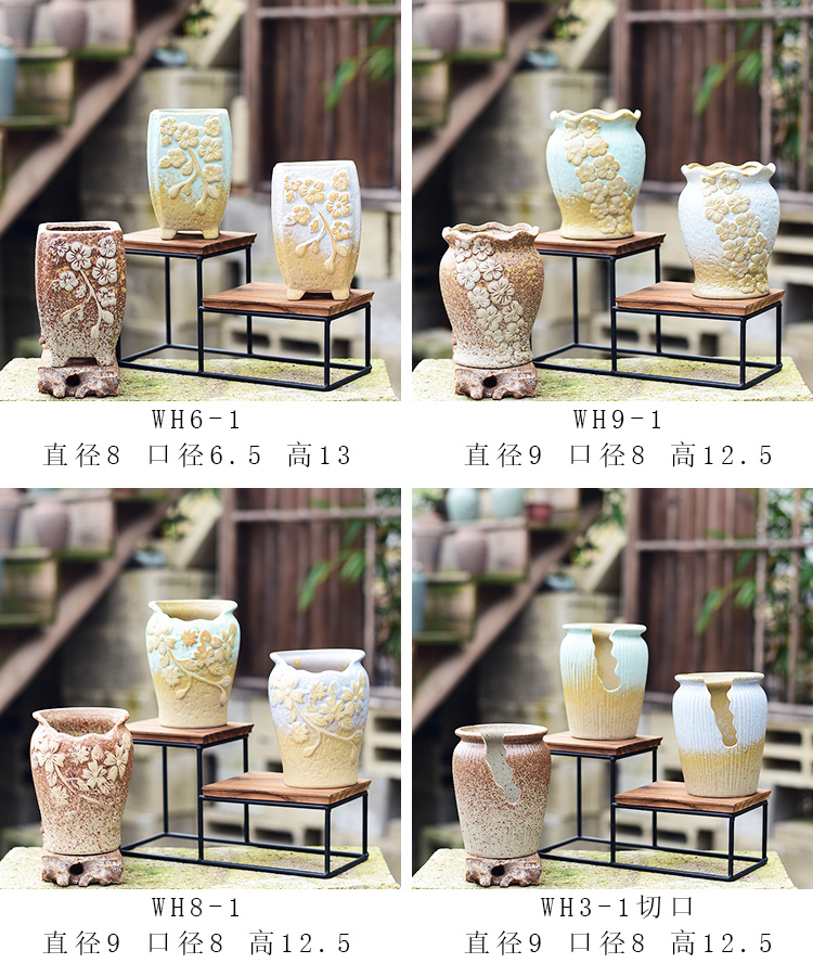 Combination clearance ceramic pot creative move -raise fleshy flower pot home thick clay fleshy small potted the plants