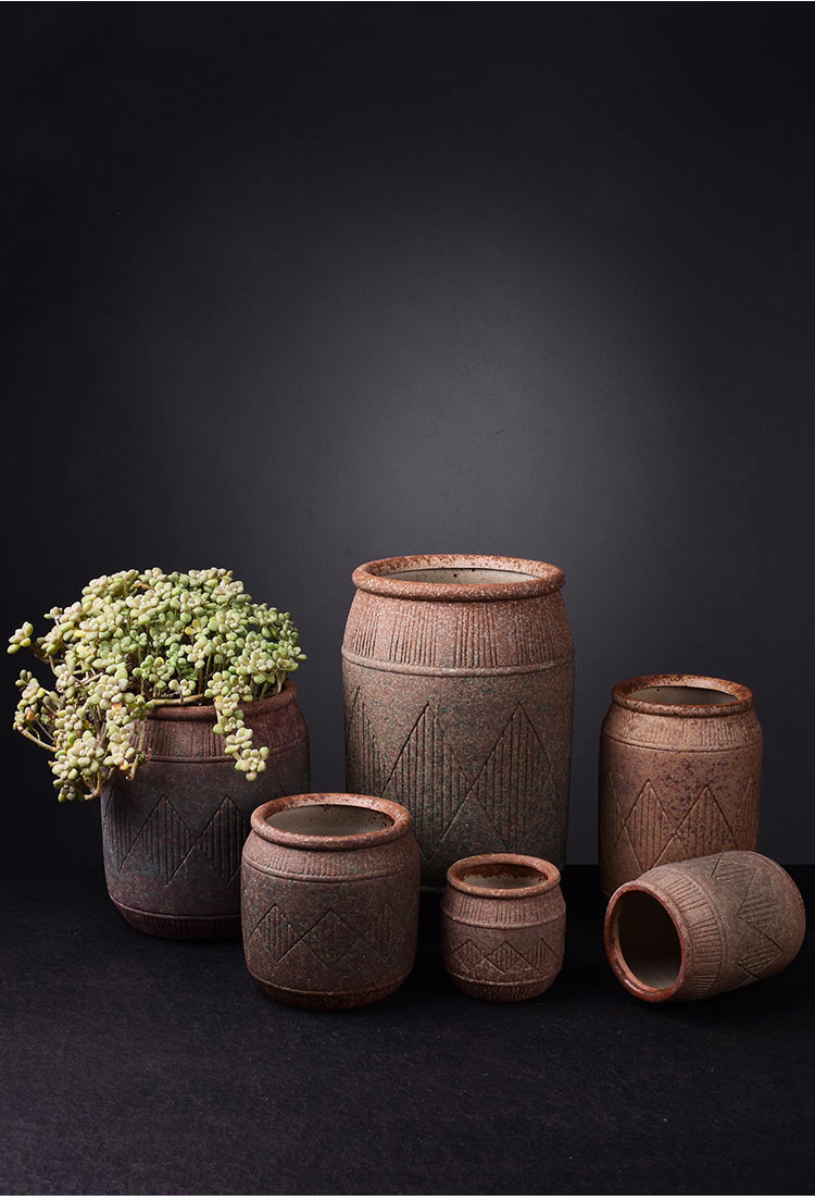 Complex ancient running the basin fleshy mage ceramic coarse pottery flowerpot breathable tall fleshy plant creative household balcony