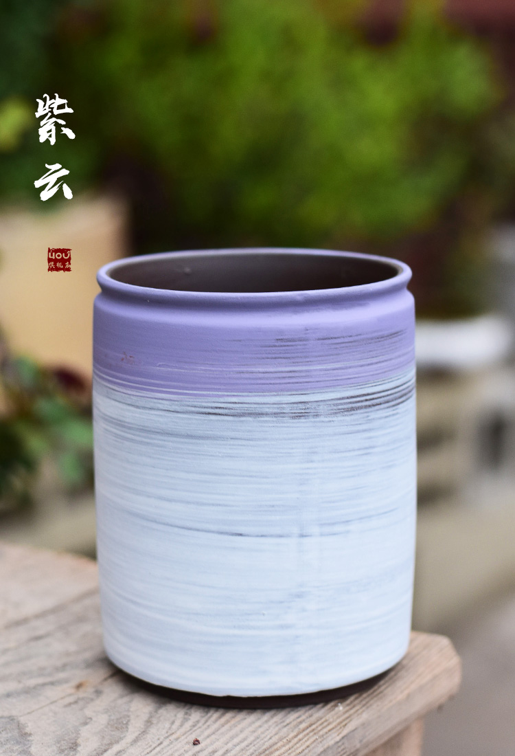 New Chinese style brilliantly coloured purple sand flowerpot ceramic meat more small basin of the old running in creative green plant home potted small air permeability