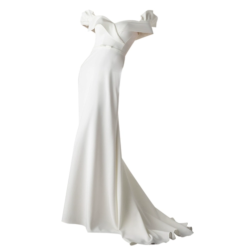 Белое ретро элегантное платье для невесты, открытые плечи, крой «рыбий хвост», премиум класс