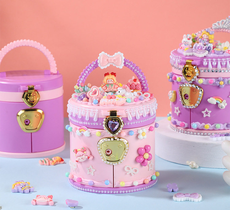 Children's diy portable treasure box material package creative handmade cream glue princess jewelry box girl toy gift O1CN01PNxSFh1VubZv9gHjy !!341822713