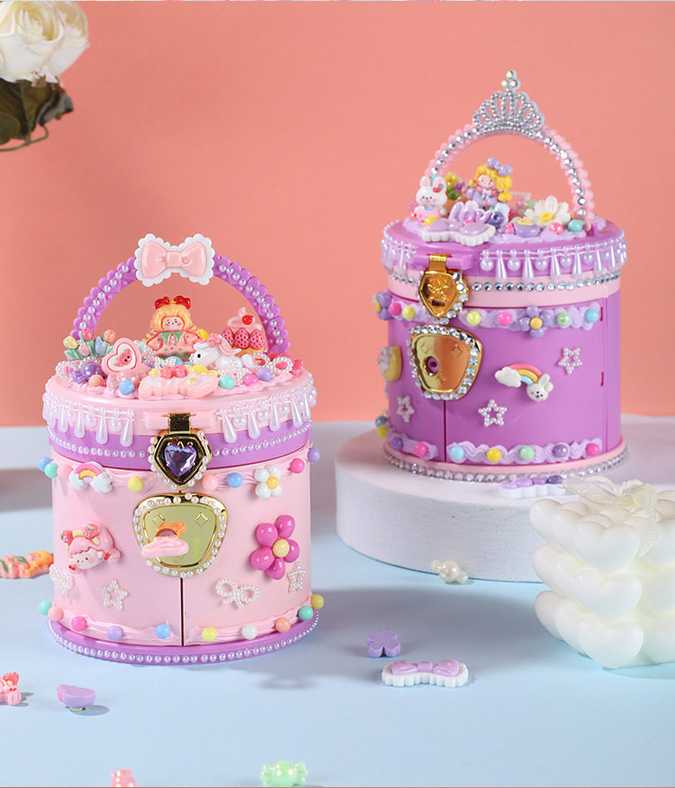 Children's diy portable treasure box material package creative handmade cream glue princess jewelry box girl toy gift O1CN01PRROL01Vuba2ueh17 !!341822713