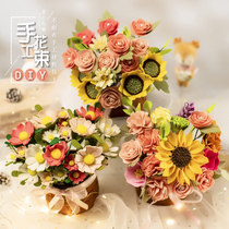 Mothers Day Diy rose bouquet made of materials handmade sunflowers unwoven cloth art Potted goddess gifts