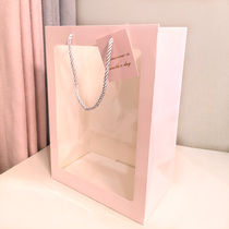 Shaking sound Net red transparent window gift bag ins flower handbag PVC Creative Festival with hand gift belt