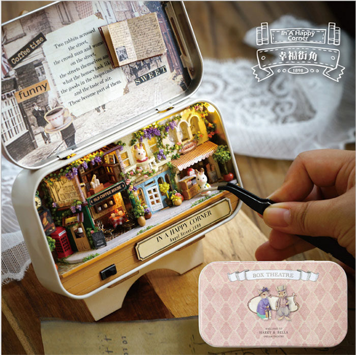 DIY cottage box theater Handmade building Assembled model toy house Creative men and women birthday gifts