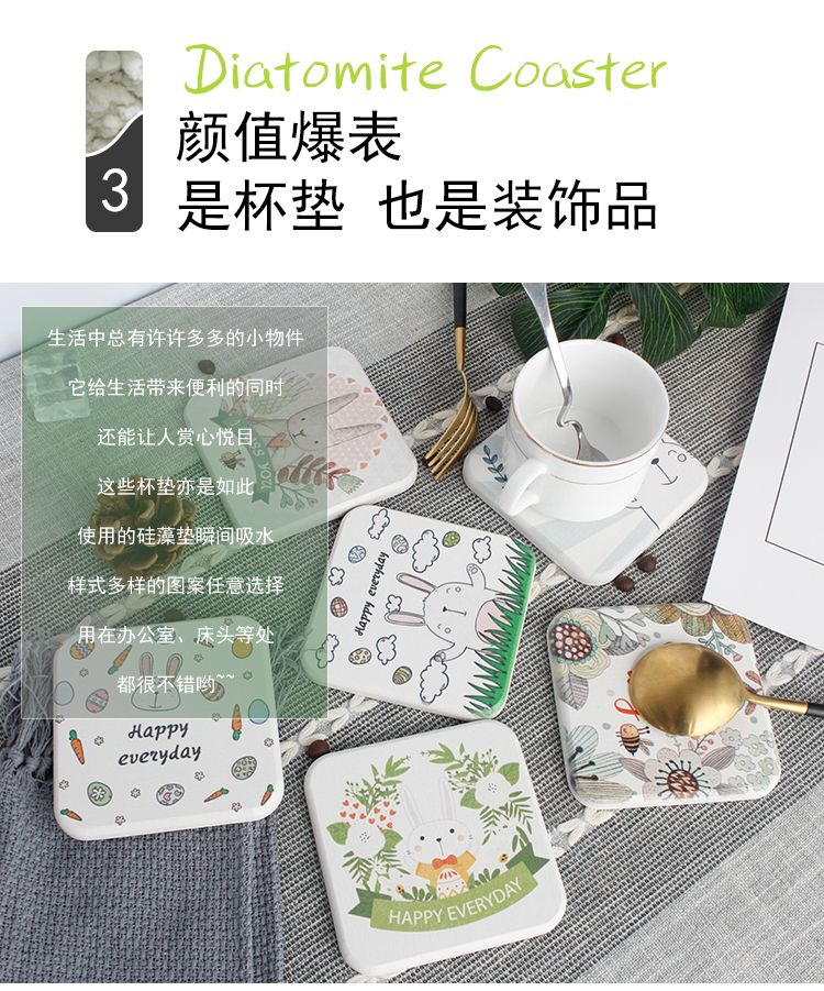Diatom bùn sáng tạo nước coaster nhà phòng khách khay trà Nhật Bản phong cách pad diatom đất phim hoạt hình cốc bàn mat bình giữ nhiệt 1.5 lít