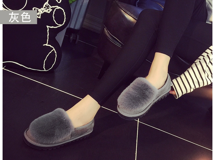 Mùa đông cộng với giày cotton nhung Phụ nữ ấm túi dày với giày thấp ở nhà bên ngoài mang dép bông chống trượt thoải mái