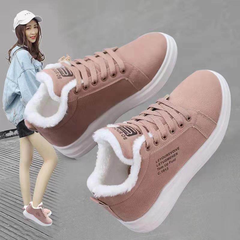 Cotton shoes women's winter 2022 new trendy shoes thickened warm all-match student women's shoes casual flat plus velvet board shoes