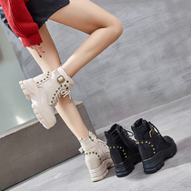 Martin boots female Inn Wind 2022 new autumn and winter boots with increased Korean version 100 lap gapped womens shoes short-cylinder short boots