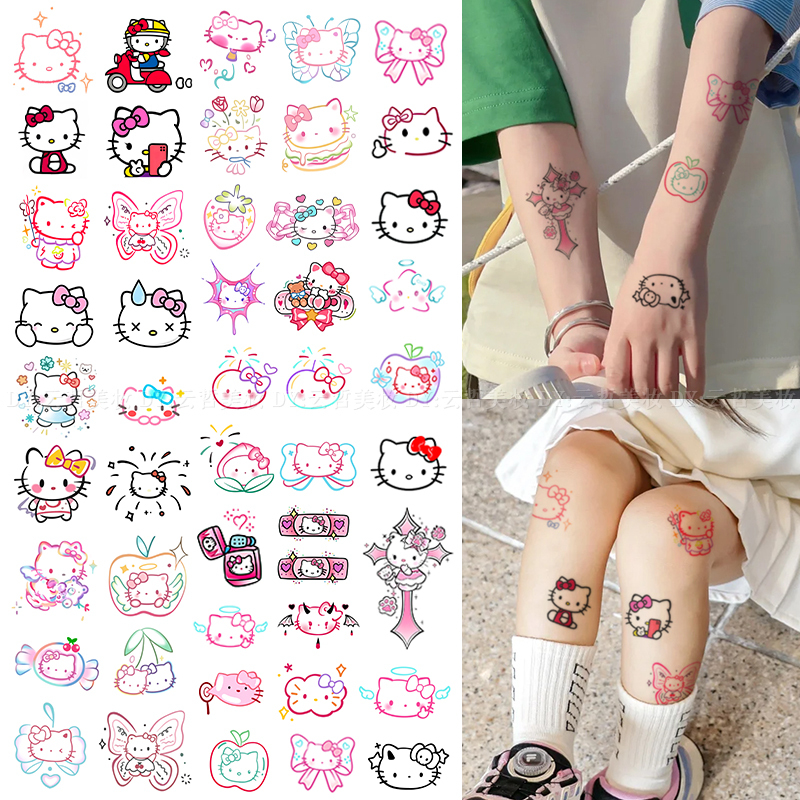 Children's Hello Kitty Cute Cartoon Tattoo Stickers Are Waterproof, Sweat-Proof, Long-Lasting, Fresh, Sweet and Cool, and Are Safe and Non-Toxic