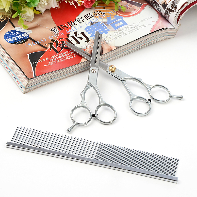  Pet Scissors Beauty Tools Repair Hair Cut Teddy Dogs Scissors Dog Hair Scissors Supplies Comb Haircut