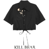 Брендовая дизайнерская летняя короткая рубашка, с вышивкой, тренд сезона