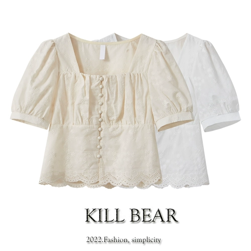 Брендовая летняя летняя одежда, рубашка, французский стиль, высокая талия