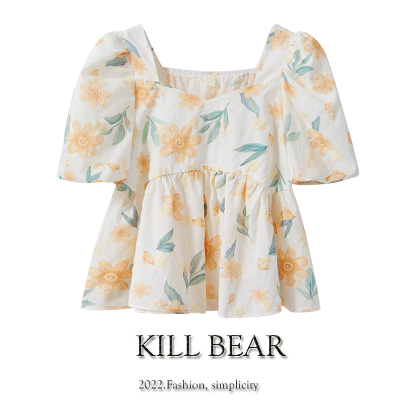 Brand summer shirt, summer clothing, floral print, french style