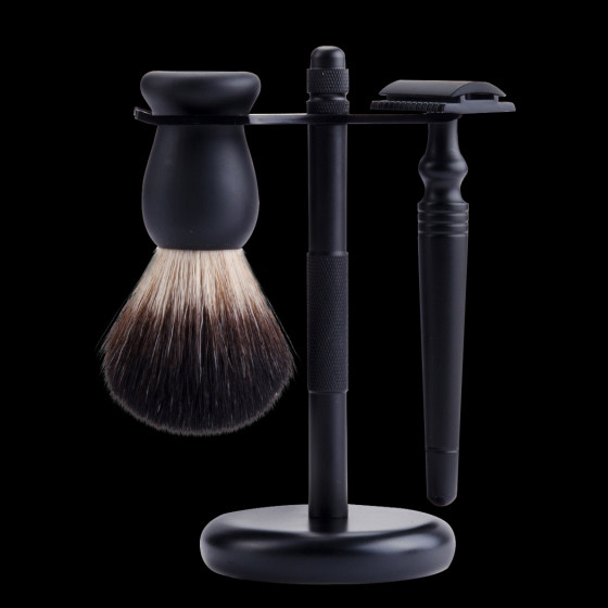 ZY黑色剃须刀手动式双面刮胡刀套装刮脸刀浴室样板房装饰品卫生间