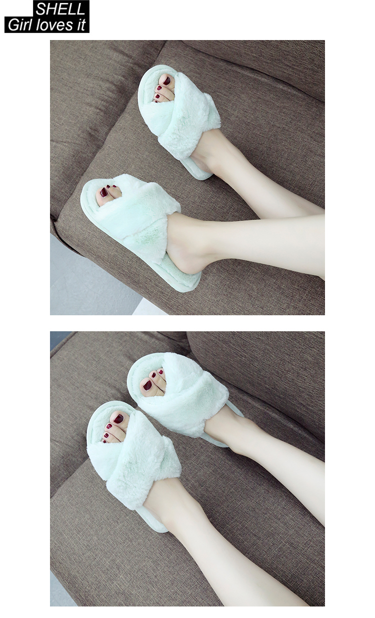 Hàn Quốc mùa thu và mùa đông thời trang cashmere sang trọng nhà từ kéo ngón chân ra ngoài mang dép len của phụ nữ giày chống trượt phẳng dép gucci nữ