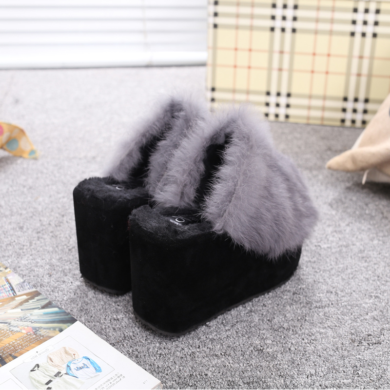 Thời trang cao gót của phụ nữ dép bông nữ 2019 mùa thu và mùa đông mới - Dép dép gucci nữ quai ngang