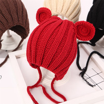 Baby hat autumn and winter infant ear protection wool hat boys and children baby baby winter newborn cotton tire cap