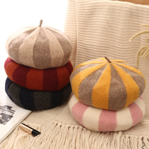 Hat female beret sweet and cute candy color painter hat autumn and winter Korean version of Joker Japanese octagonal hat tide fashion