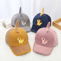 ins autumn and winter new childrens hat cartoon dinosaur cap boy corduroy 5 baby baseball cap female 6 Tide