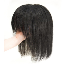 Wig piece head top hair block Womens real hair straight hair piece cover white hair natural hair volume real hair head bangs piece