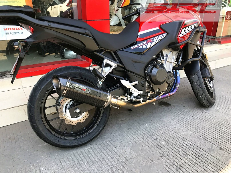 Ống xả bằng sợi CB500X CB500R được sửa đổi CB500F ống xả hợp kim titan toàn phần Wanhu - Ống xả xe máy
