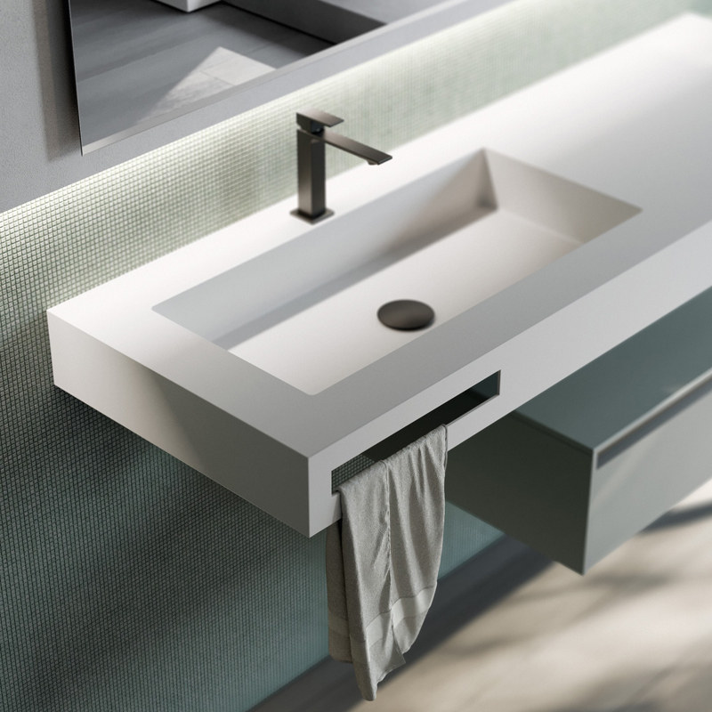 Designer Custom Rock Plate Integrated Wash Terrace Basin Intelligent Bath Room Cabinet Combination Extremely Simplified Makeup Room Rock Board Integrated Basin