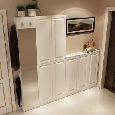 Simple modern foyer cabinet Shoe cabinet Small apartment entrance cabinet 15cm ultra-thin space-saving mirror door cabinet Entrance foyer cabinet