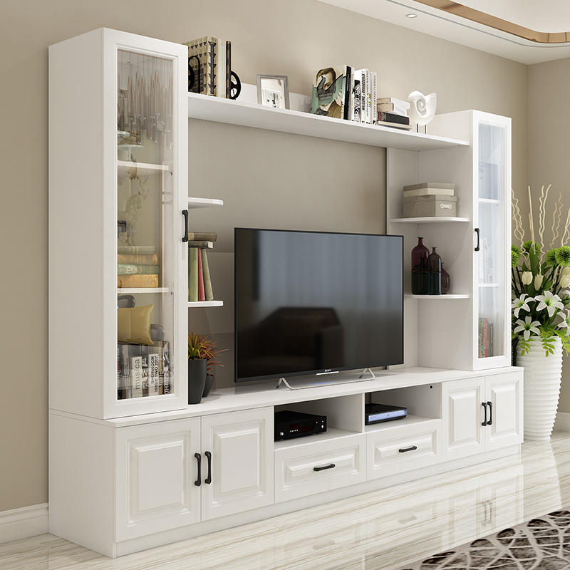 Nordic living room background wall multi-function storage cabinet Simple modern TV cabinet bookcase combination small apartment display cabinet