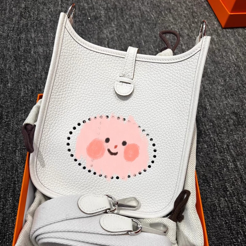 H Brand's New Evelyne Mini Imported Tc Leather Handmade Wax Thread Shoulder Crossbody Bucket Bag