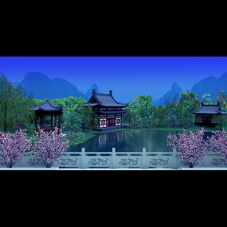 Railing, Landscape Garden, Pond, Ancient Architecture, Pavilions, High-Definition Led Large Screen, Stage Background, Virtual Static Images Railing, Landscape Garden, Pond, Ancient Architecture, Pavilions, High-Definition Led Large Screen, Stage Background, Virtual Static Images