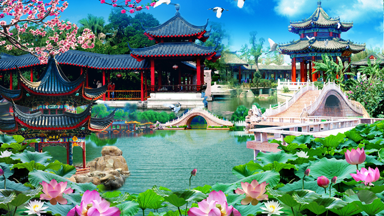 Pictures of Traditional Chinese Opera Gardens, Ponds, Pavilions, Bridges, Ancient Architecture, Long Corridors, Corridors, High-Definition Led Large Screens, and Stages Pictures of Traditional Chinese Opera Gardens, Ponds, Pavilions, Bridges, Ancient Architecture, Long Corridors, Corridors, High-Definition Led Large Screens, and Stages