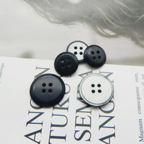 Round black bright resin four-eye button flat button 15mm20mm suit cuff button matching button