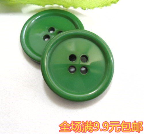 Green resin Four-eye button with fine edge bright light button Grass Green Coat Green Coat Sweater Shirt Sweater Universal