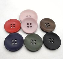 Resin four-eyed button caramel pink Red Army green blue black white basin button coat coat trench coat