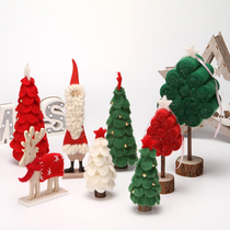 Wool felt Christmas tree desktop ornaments Nordic creative handmade wooden elk old man reindeer Christmas decorations