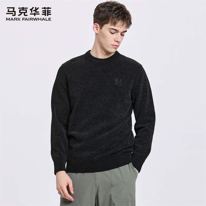 [Chenille] Mark Fairwhale Men's Round Neck Sweater 2025 Autumn/Winter New Trendy Casual Pullover Knitwear