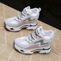 2021 Autumn New 10cm height womens shoes thick soled father shoes small white shoes womens pine cake shoes casual sports shoes