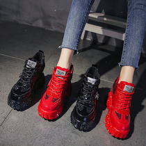 2021 Autumn New 8cm tall father shoes female thick soled Joker lightweight high heel muffin casual sneakers