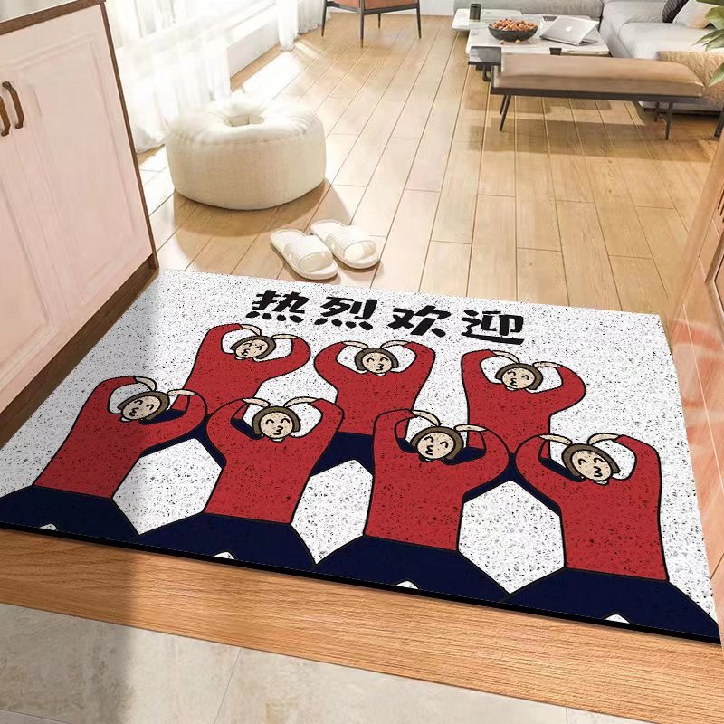 Entrance door floor mat, entrance wire ring, door mat, stain-resistant, non-slip, dirt-rubbing carpet, funny door mat, cuttable mat