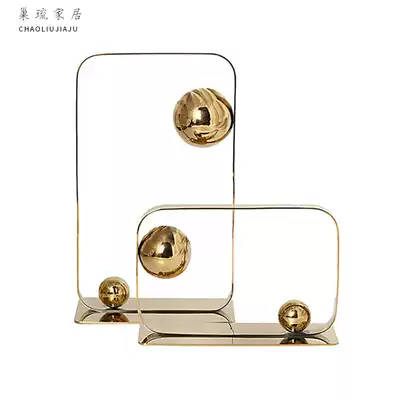 Simple modern new Chinese style Metal light luxury decoration Living room wine cabinet Office bookshelf model room software decoration