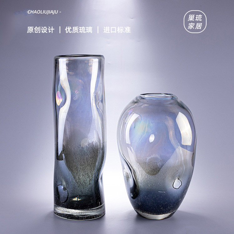 Minimalist modern glass vase Creative home-like board Xuan Guan Living Room Adornment Light Extravagant and Handicraft-Taobao