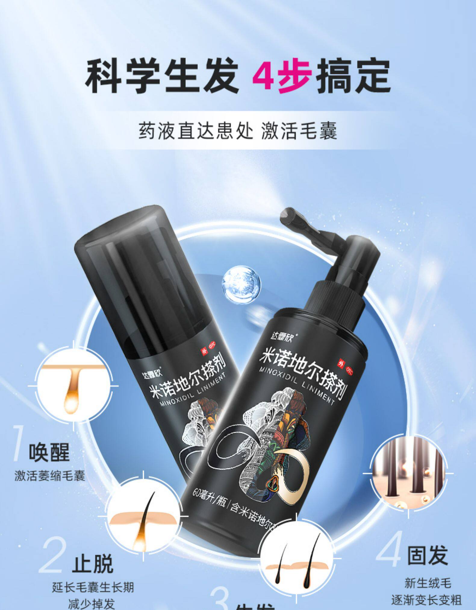 达霏欣 5%米诺地尔酊搽剂 防脱发生发增发液 30ml 图12