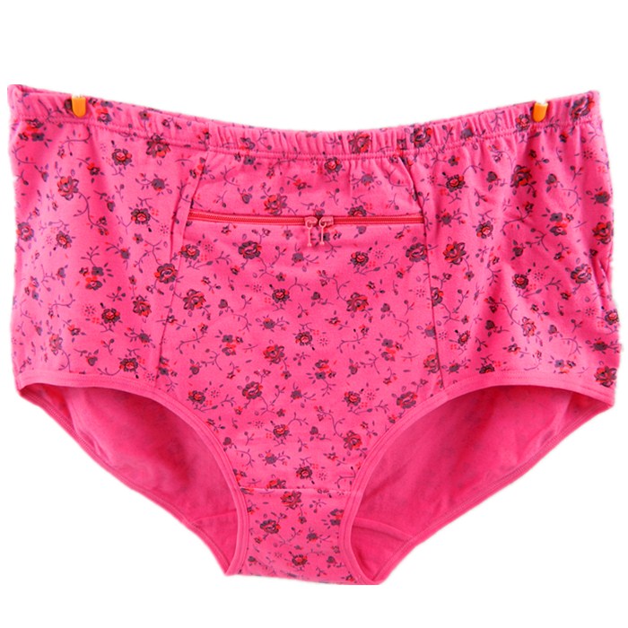 Phụ nữ cotton cộng với túi khóa kéo dây kéo du lịch phụ nữ an toàn trộm tam giác tóm tắt eo cao trung và già đồ lót phụ nữ