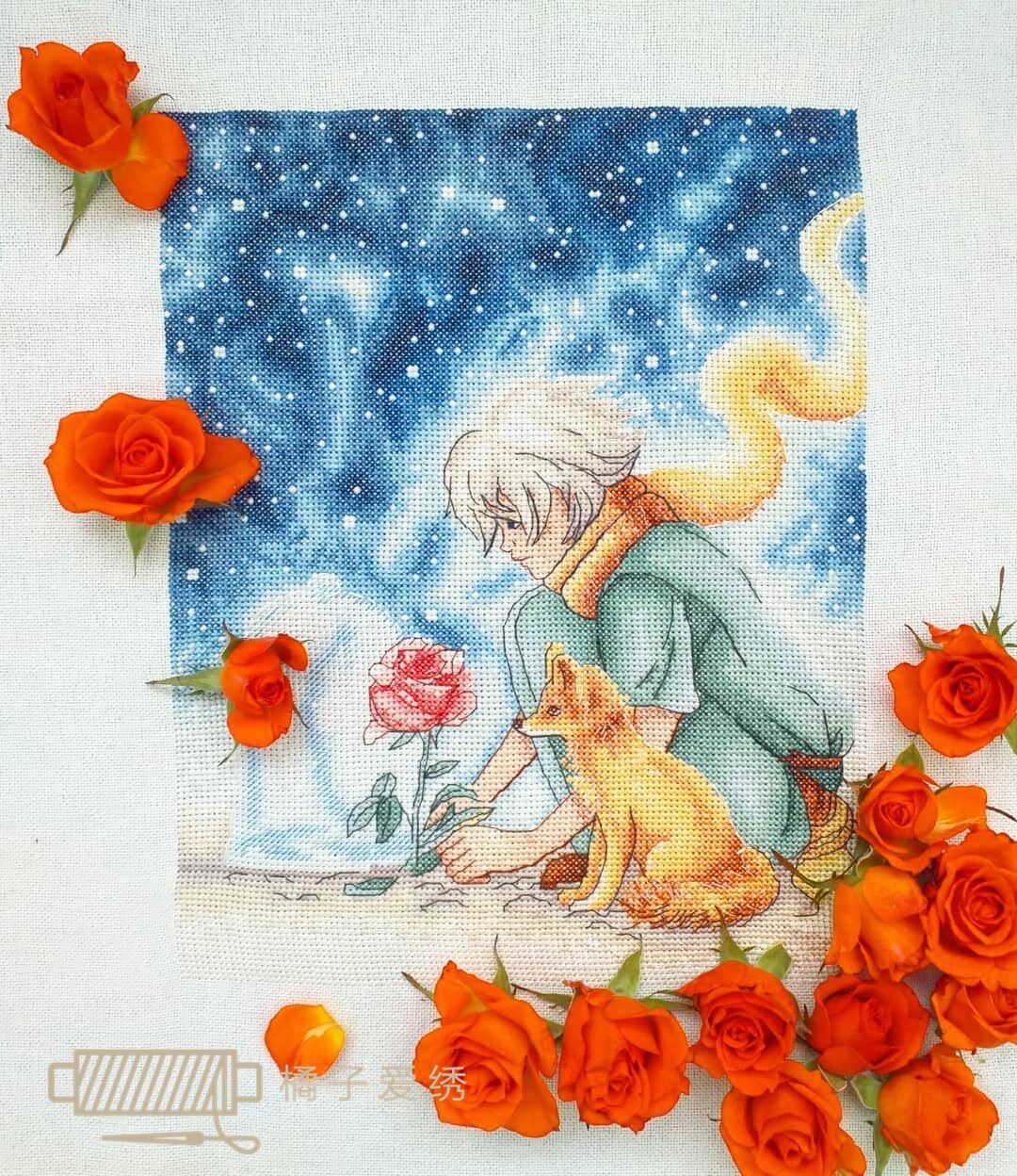 The Tangerine Orange Love Embroidered Import Drawings 2010202 Little Prince All men have the star