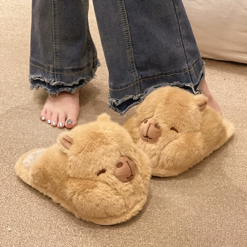 Мультяшные тапочки, зимняя удерживающая тепло нескользящая обувь