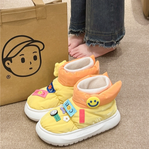 Тапочки на платформе, зимняя мультяшная милая обувь с пухом, нескользящие флисовые удерживающие тепло сапоги