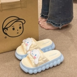 Летние тапочки на платформе, мультяшная милая высокая нескользящая обувь, слайдеры, мягкая подошва