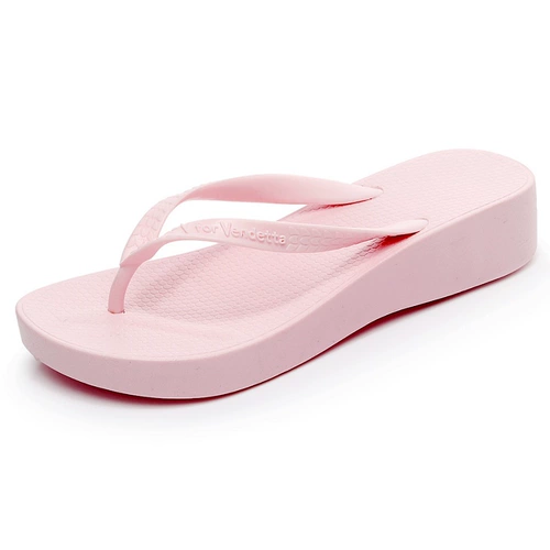 Модные сланцы на платформе, нескользящие универсальные пляжные слайдеры, тапочки