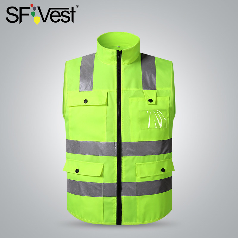 SFVest reflective vest building construction traffic safety waistcoat fluorescent reflective clothing with collar clip Indiable character-Taobao